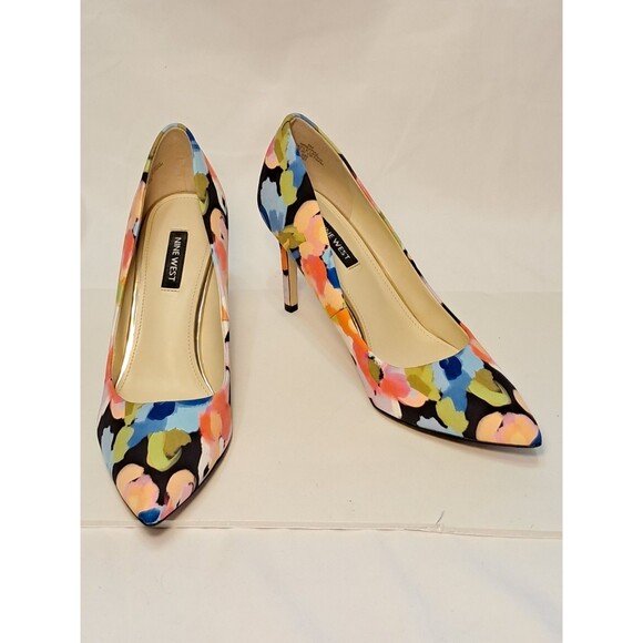 Nine West Ezra Floral Pumps Multicolor 3.75" Stiletto Heels Pointed Toe Size 8M - Picture 1 of 9